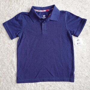 Boys Size Small 4/5 Navy Blue Bonton Americana Short Sleeve Polo Shirt, NWT